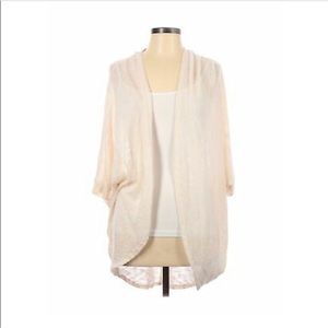 Painted Threads Open Cardigan 3/4 Length Dolman, Cream, Size S